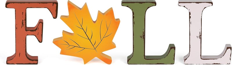 AinDen Fall Thanksgiving Decorations for Home, 4 Pcs Wooden Table Decor, Vintage Farmhouse Autumn Harvest Signs for Mantel, Shelf, Tiered Tray, Kitchen Tabletop, Entryway - Image 1